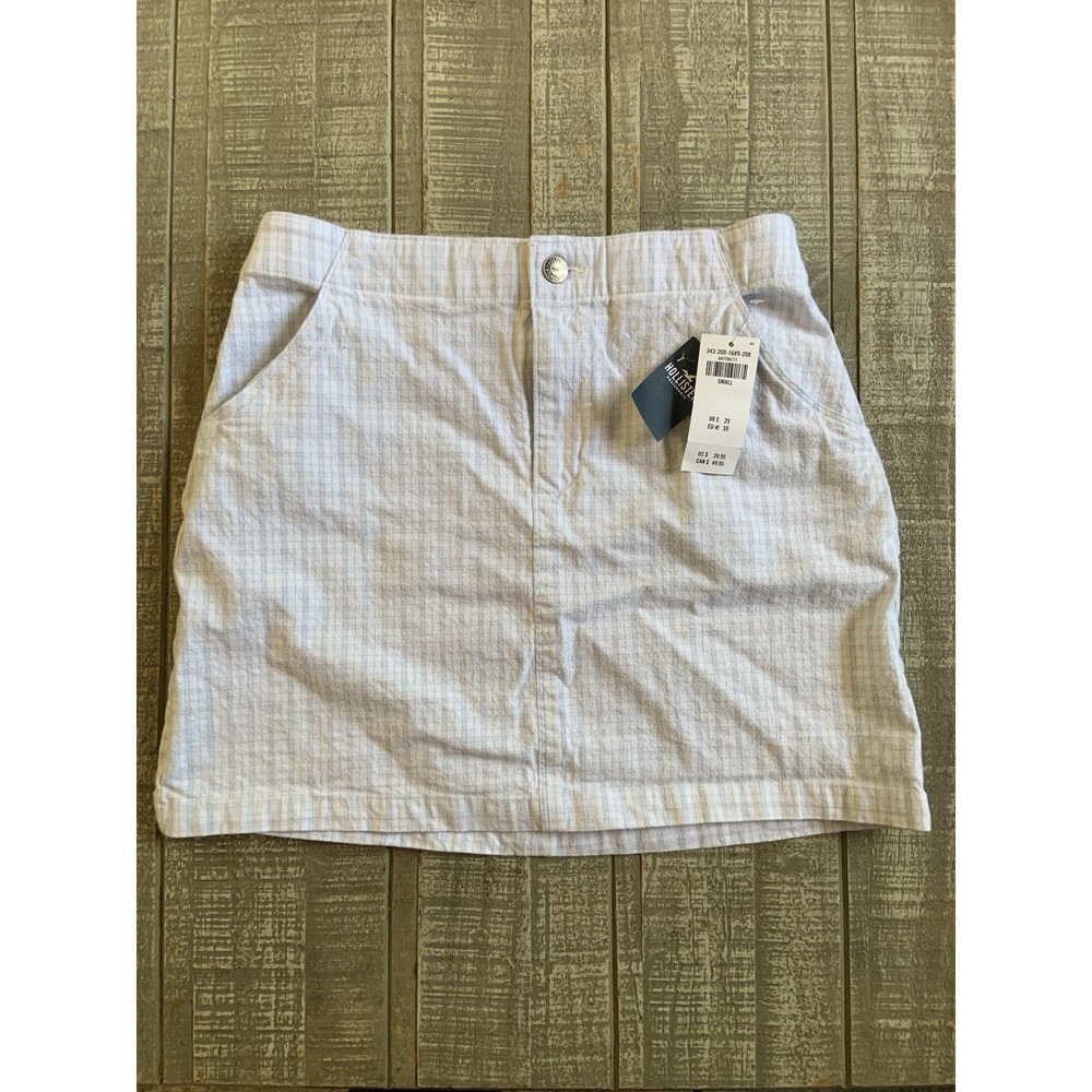 Hollister Skirt Ultra High Rise Plaid Color Blue White Size Small NWT New 26x14